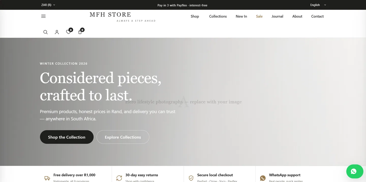MFH Store website: E-Commerce Template